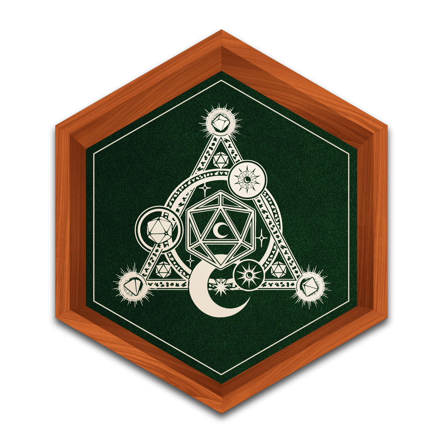 Customizable Regular Dice Tray from BlackBear Workshops - Yellow Birch - Green Velvet