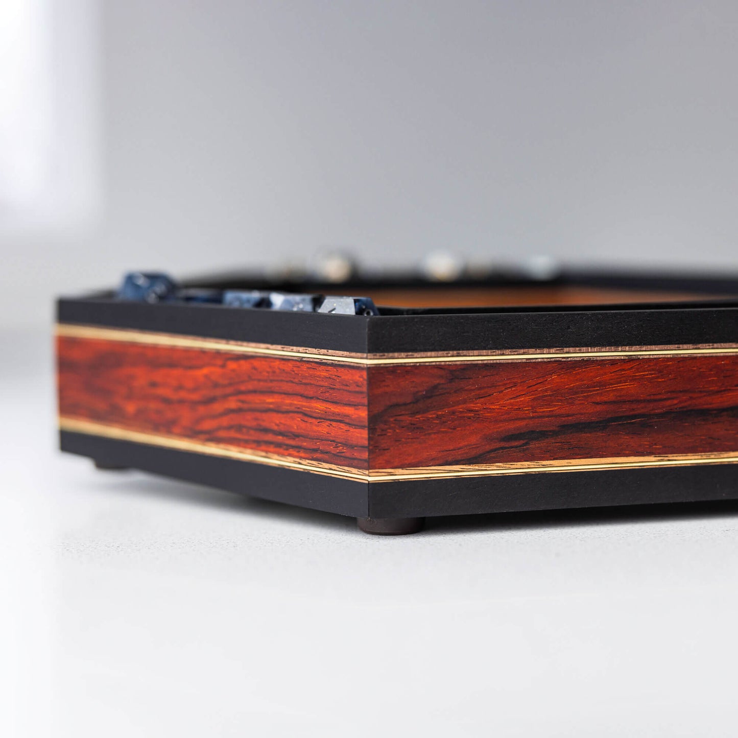 Customizable Gen2 Dice Tray from BlackBear Workshops - Premium Quality - Handcrafted in Canada - DND games - Cocobolo - African Blackwood  - Black Velvet - Gold Vinyl