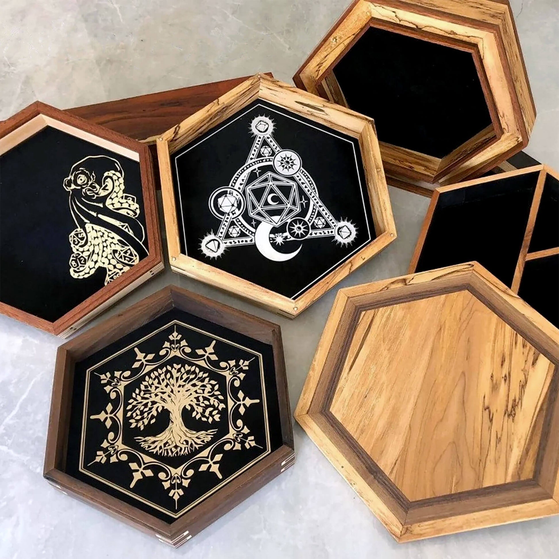 Customizable Regular Dice Tray from BlackBear Workshops - Exotic Woods - Handcrafted