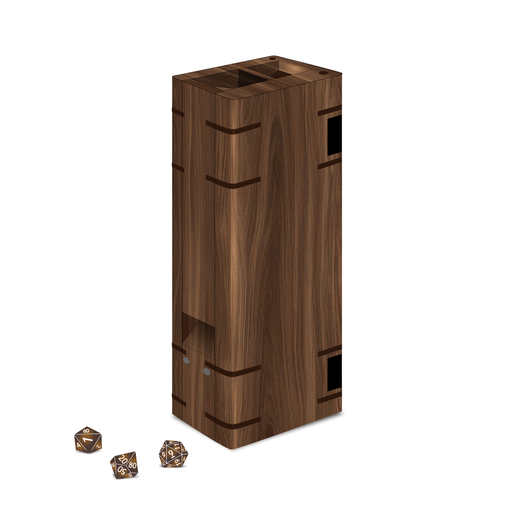 Double-side Dice Tower for DM Screen by BlackBear Workshops - DnD Props - D&D Accesories - Handmade in Canada - Worldwide Shipping - Personalized and Customizable - Exotic Harwood